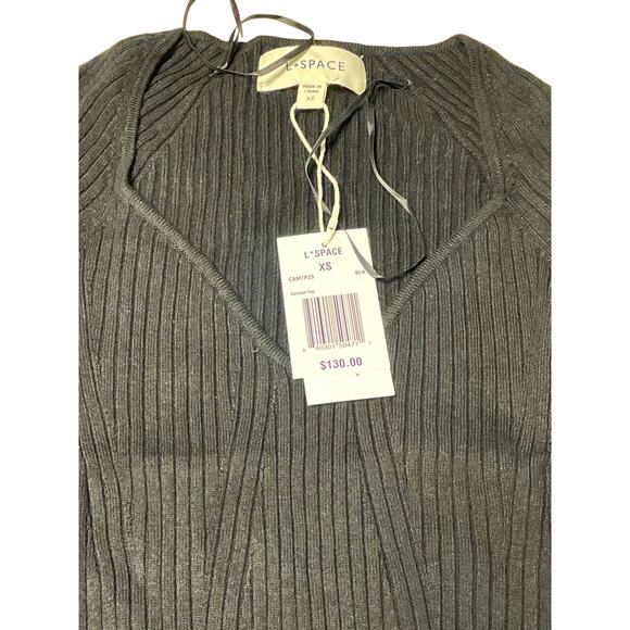 L Space Camryn Black Ribbed Long Sleeve Knit Top size XS - Picture 4 of 10